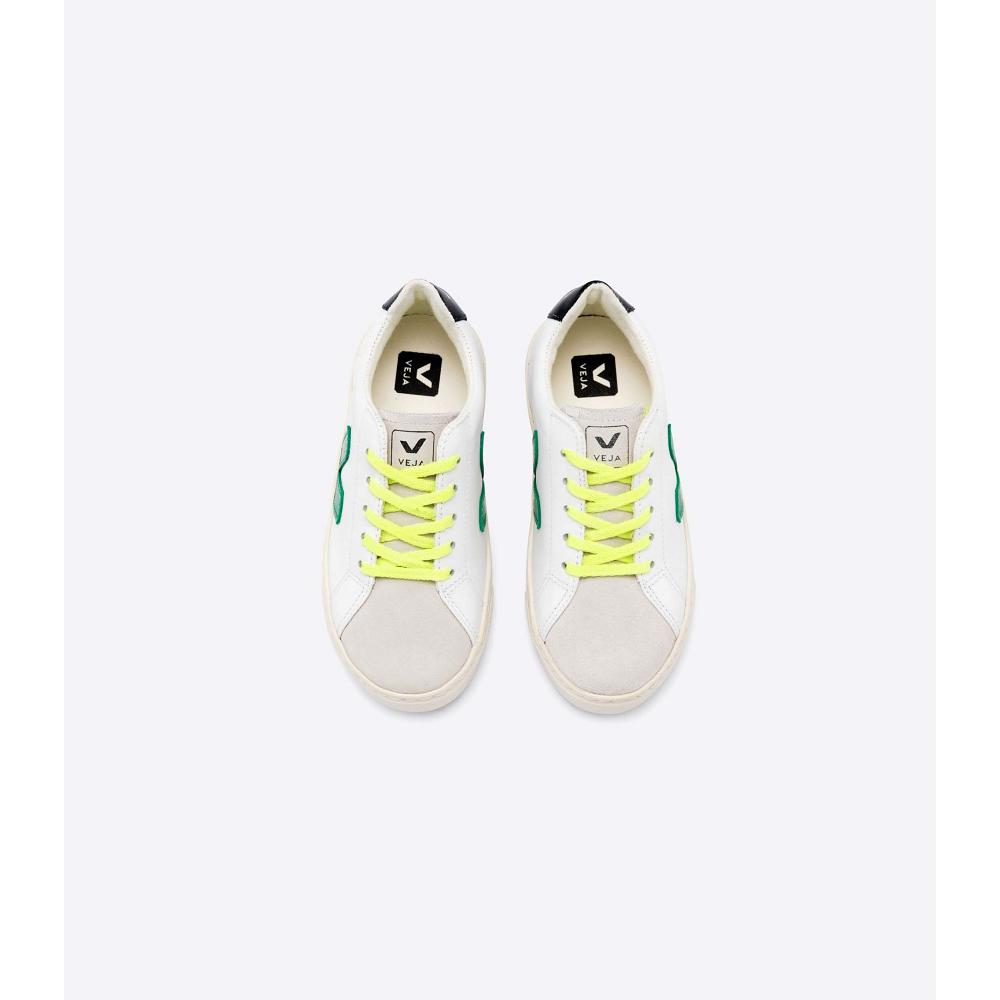 Veja ESPLAR LEATHER Sneakers Kinderen White/Green/Black | NL 820NWY